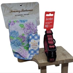 Tommy Bahama 2 Pack Pet Bandana/Incredipet MD Dog Collar NWT